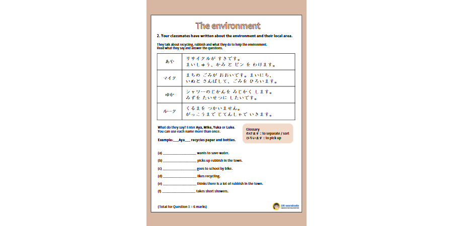 GCSE Reading F1-2 The Environment