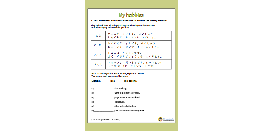 GCSE Reading F1-1 My Hobby