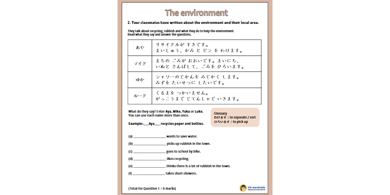 GCSE Reading F1-2 The Environment